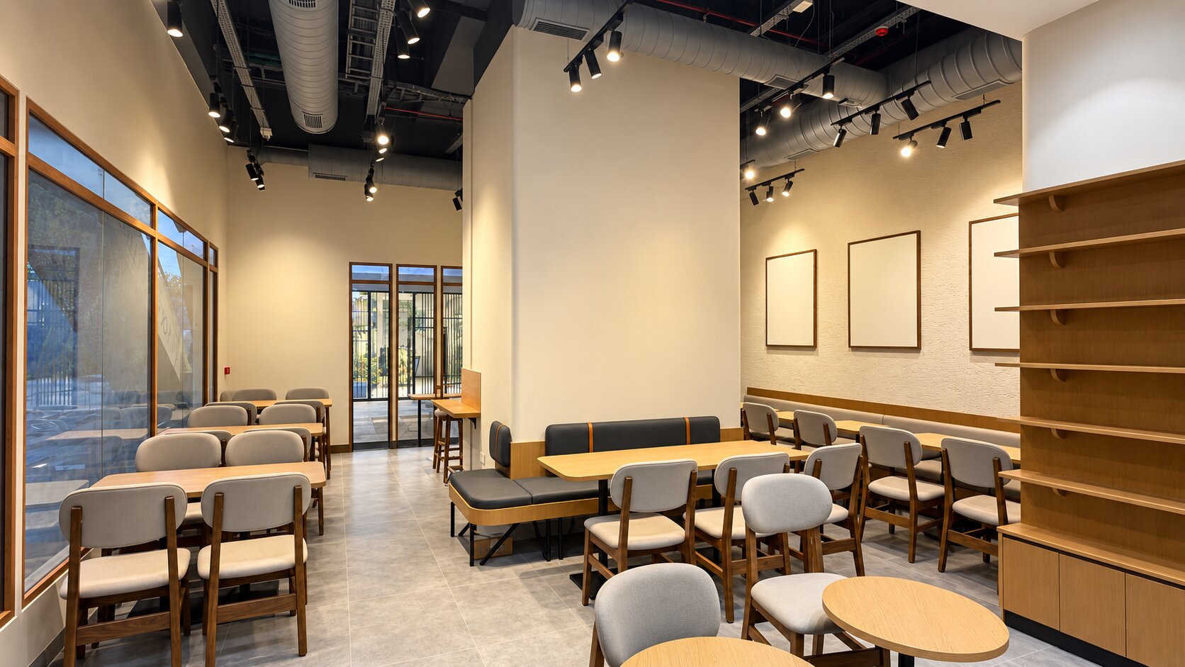 Half Light Coffee Roasters Dining Hall with Banquette Seating